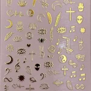 Impressed Authentic 5 Sheets Gold Luxury Nail Art Stickers 500+ Metallic Nail Decals for Fake Acrylic Nail Design Decor Charms for Women (Classy)